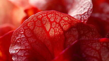Macro detail of baby beet greens, soft lighting, textured edges and ruby red stems