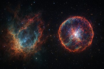 Obraz premium Cosmic Wonders Captured in Deep Space Showcasing Vibrant Nebulae and Celestial Formations