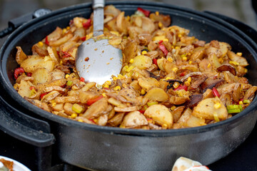 Colorful Stir Fry in Cast Iron Pan