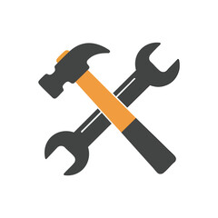 Hammer and wrench vector illustration for construction repair and maintenance work