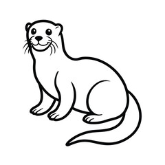 sea otter line art vector on white background
