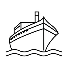 Obraz premium ship line art vector illustration