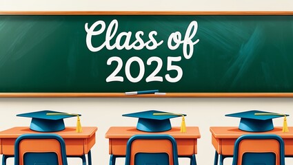 Class of 2025 Graduation Illustration – Chalkboard Design