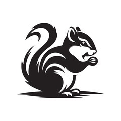 Chipmunk Silhouette - Illustration Of Chipmunk - Minimalist Chipmunk Vector.
