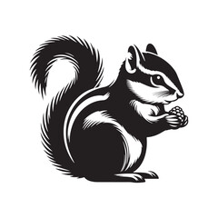 Chipmunk Silhouette - Illustration Of Chipmunk - Minimalist Chipmunk Vector.