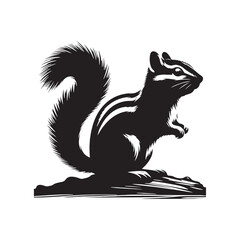 Chipmunk Silhouette - Illustration Of Chipmunk - Minimalist Chipmunk Vector.