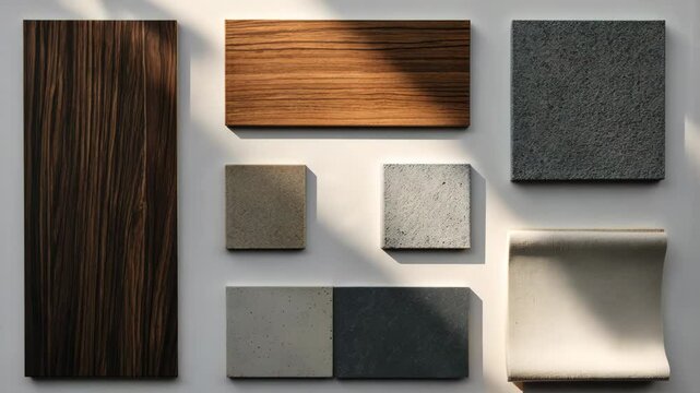 interior mood and tone of material board containing veneer wood, fabric, laminated wood, artificial stone and tile samples isolated on background with clipping path._g_1_3_1.png