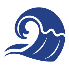 Fototapeta premium Ocean Wave Icon Stylized Blue Wave Illustration