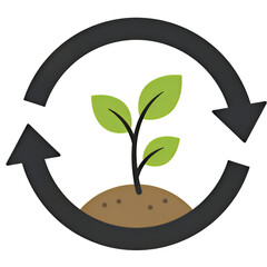 Obraz premium Isolated white and transparent background 3D rendering of a sprout with circular arrows, concept for eco friendly branding, sustainable growth, and recycling logos