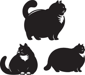 silhouette of clean vector of fat cat isolated