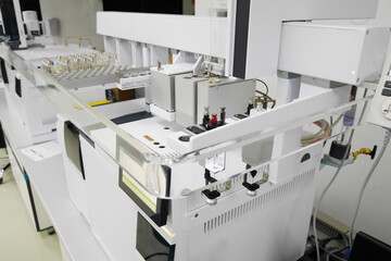 Mass detector coupled with GC-MS - Gas Chromatography. Analytical laboratory.	