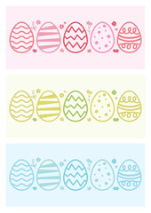 Pastel Easter Egg Borders Set – Cute Hand Drawn Vector Illustration Banner