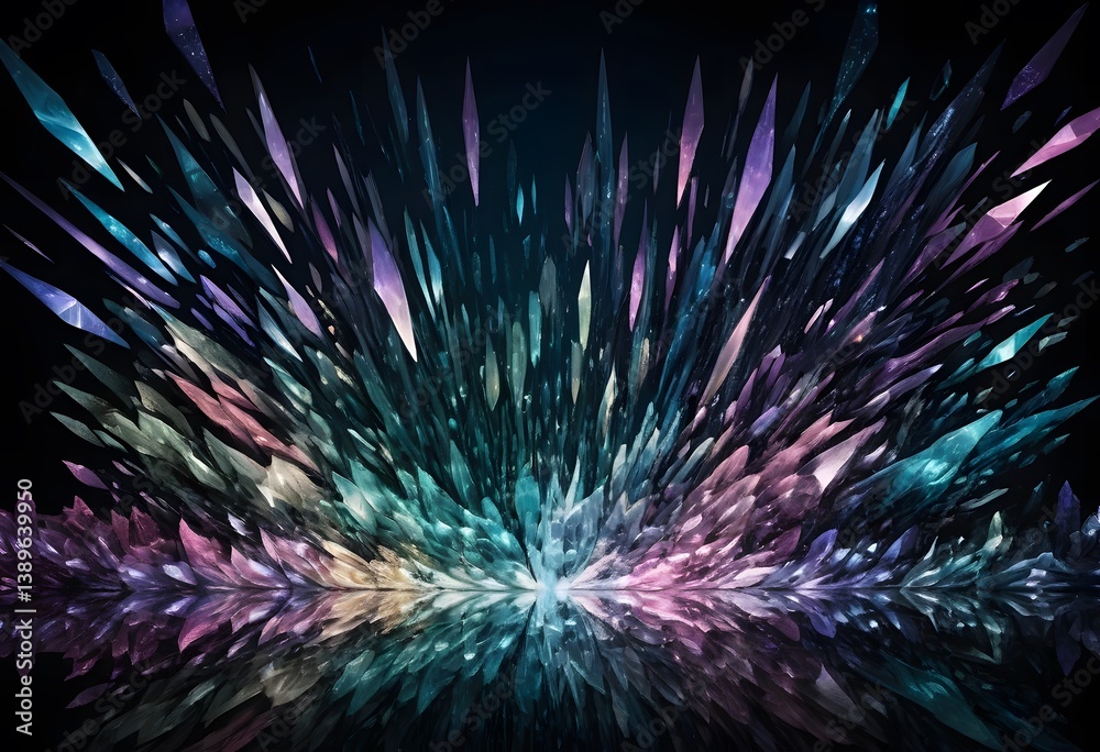 Fototapete shimmering light art. dazzling reflections create a kaleidoscope. sparkling shapes dance on dark bac