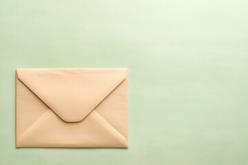 Envelope rests on soft green background, showcasing minimalistic
