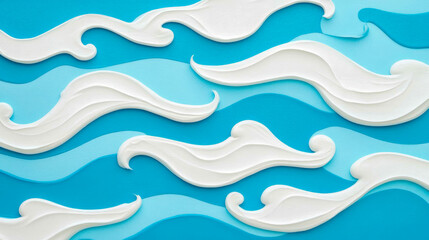 Fototapeta premium Concept: Aquatic paper waves and foam design for print and decoration