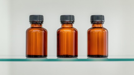 Amber bottles arranged neatly, showcasing simplicity and eleganc
