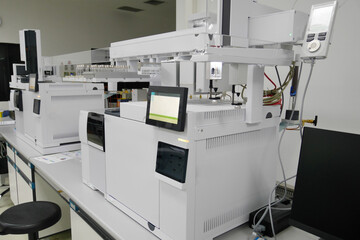 Mass detector coupled with GC-MS - Gas Chromatography. Analytical laboratory.	