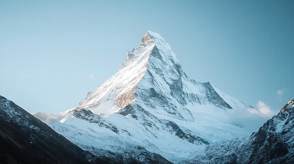 Majestic snow-capped mountain peak under a clear blue sky. (3)