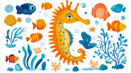 Underwater Friends: A Cheerful Gathering of Sea Life