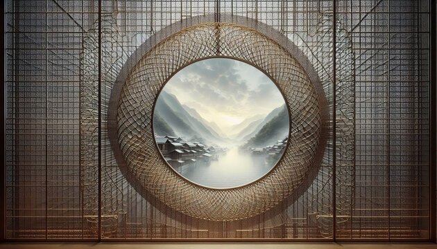 Woven Metal Mesh Partition A partition screen made from intricat