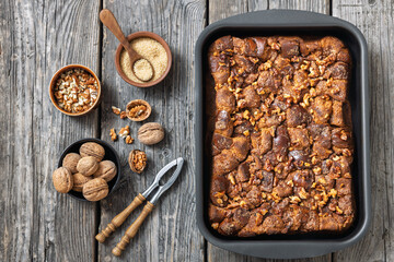 Brioche french toast sweet casserole, top view