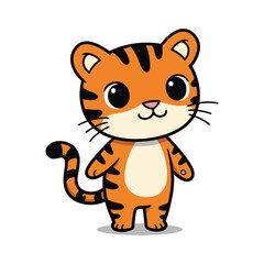 Obraz premium Cute Cartoon Tiger Cub - Tilly the Tiny Tiger Vector Illustration
