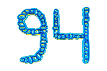 3d Blue Number 94 For Math And Business Concept