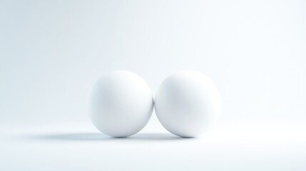Two pristine white eggs on a light background
