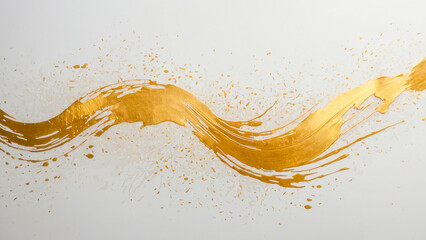 gold brush stroke art on white background