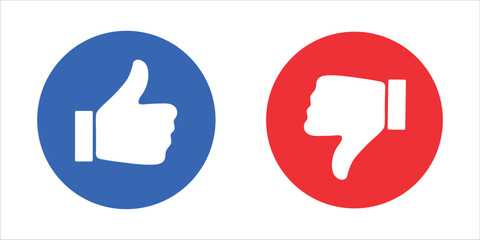 Thumb up and like outline icons set. 