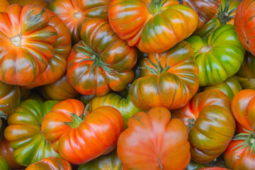 background with red and green tomatoes