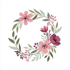 Obraz premium Elegant floral wreath frame with pink and beige flowers images