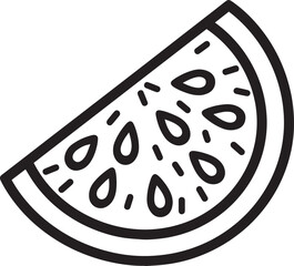 Watermelon slice icon linear black on white background