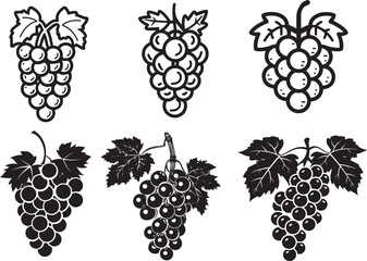 Grapes icon linear black on white background
