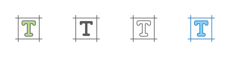 Typography Icon Set Multiple Style Vector Collection