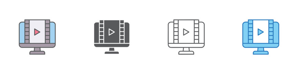 Video Icon Set Multiple Style Vector Collection