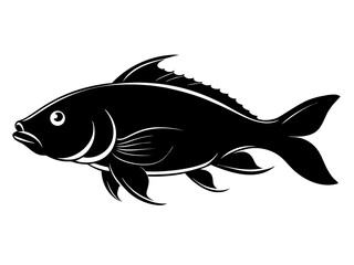 Carp Fish Silhouette Vector & Koi Fish SVG, Icon Design