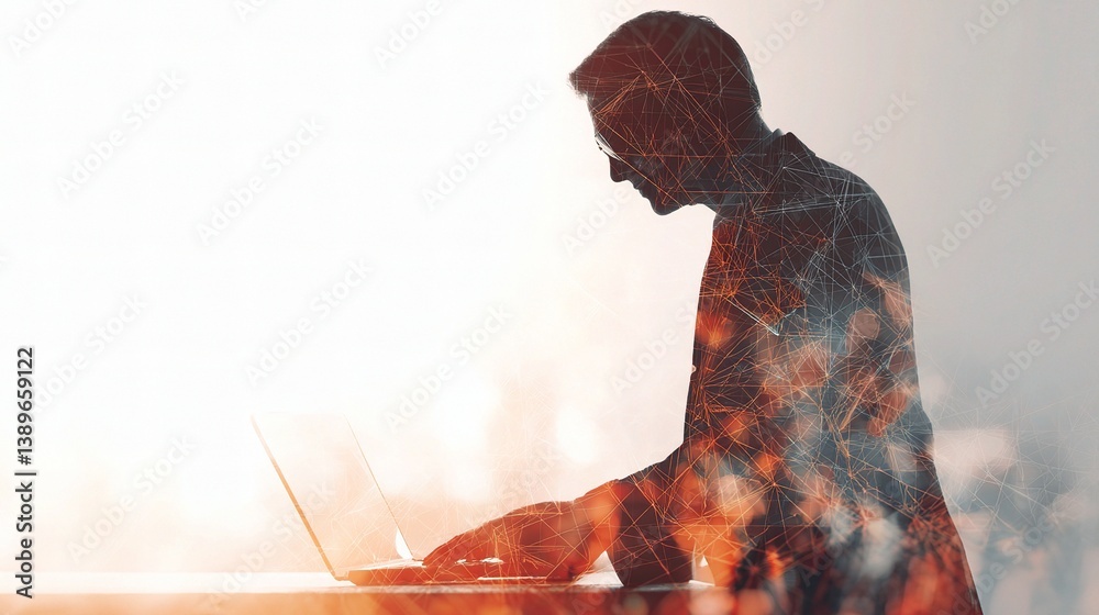 Poster abstract representation of blockchain technology in modern business setting