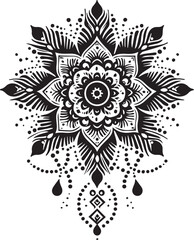 Black and White Mehndi Design Vector | Intricate Henna Art Illustration