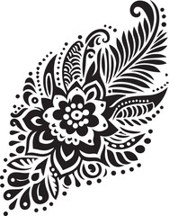 Black and White Mehndi Design Vector | Intricate Henna Art Illustration