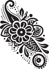 Black and White Mehndi Design Vector | Intricate Henna Art Illustration