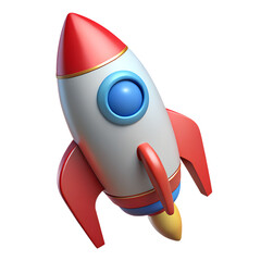 Rocket space ship, isolated on white. 3D rendering