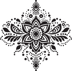 Black and White Mehndi Design Vector | Intricate Henna Art Illustration