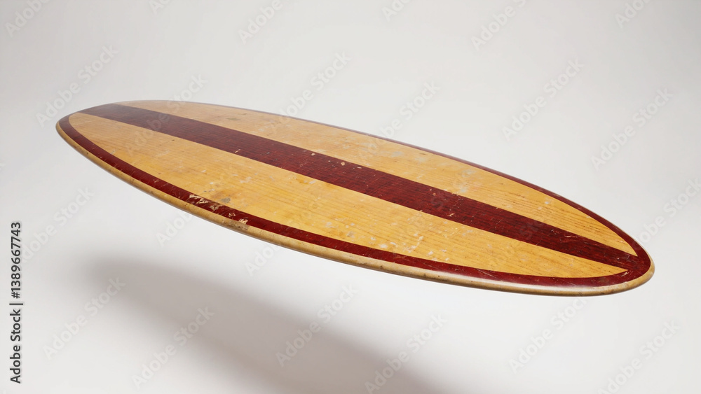 Poster a close-up shot of a surfboard on a clean and white surface