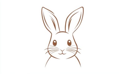 Obraz premium Minimalistic cute cartoon bunny on a neutral background for spring celebrations