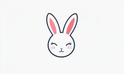 Obraz premium Minimalistic cute cartoon bunny on a neutral background for spring celebrations