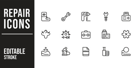 DIY Repair Icons for Home and Vehicle Maintenance