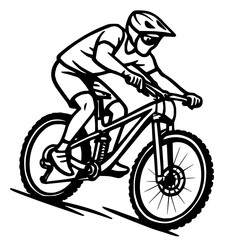 Naklejka premium Minimal Vector Illustration of a Biker Silhouette in Motion