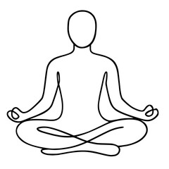 Minimal Line Art Vector of a Person Meditating in Lotus Pose