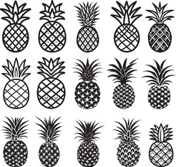 Fototapeta premium Pineapple icon linear black on white background